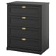 FÅGELFJÄLLET 4-drawer dresser, black oak effect, 32 1/4x20 1/8x39 3/4 "