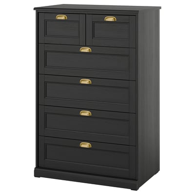FÅGELFJÄLLET 6-drawer dresser, black oak effect, 32 1/4x20 1/8x48 3/8 "