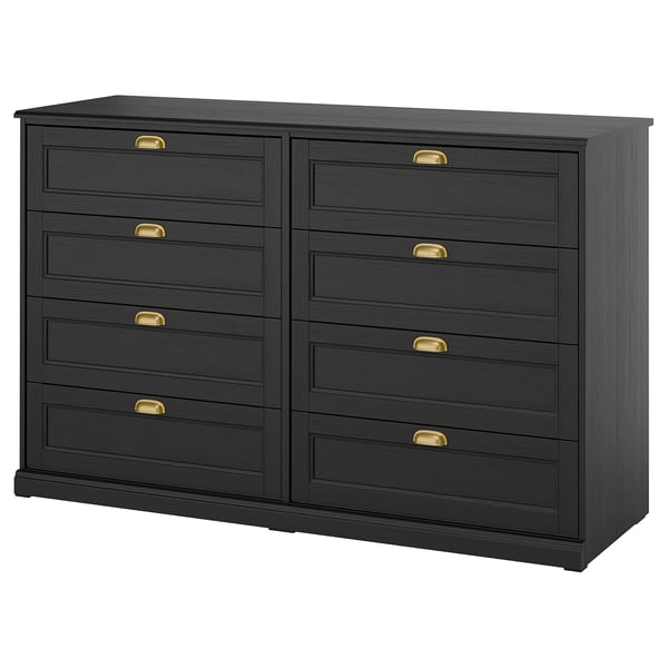 FÅGELFJÄLLET 8-drawer dresser, black oak effect, 63x20 1/8x39 3/4 "