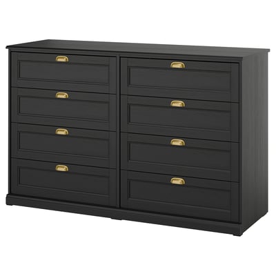 FÅGELFJÄLLET 8-drawer dresser, black oak effect, 63x20 1/8x39 3/4 "