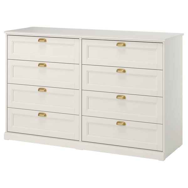 FÅGELFJÄLLET 8-drawer dresser, off-white, 63x20 1/8x39 3/4 "
