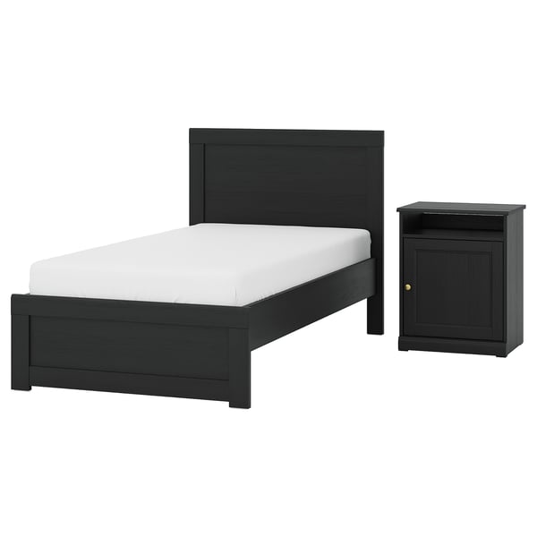 FÅGELFJÄLLET Bedroom furniture, set of 2, black oak effect, Twin
