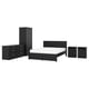 FÅGELFJÄLLET black oak bedroom set: bed, dresser, closet, nightstands in classic design.