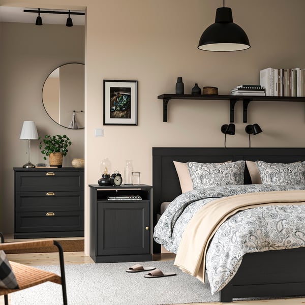 FÅGELFJÄLLET Nightstand, black oak effect, 20 1/2x18 1/8x26 "