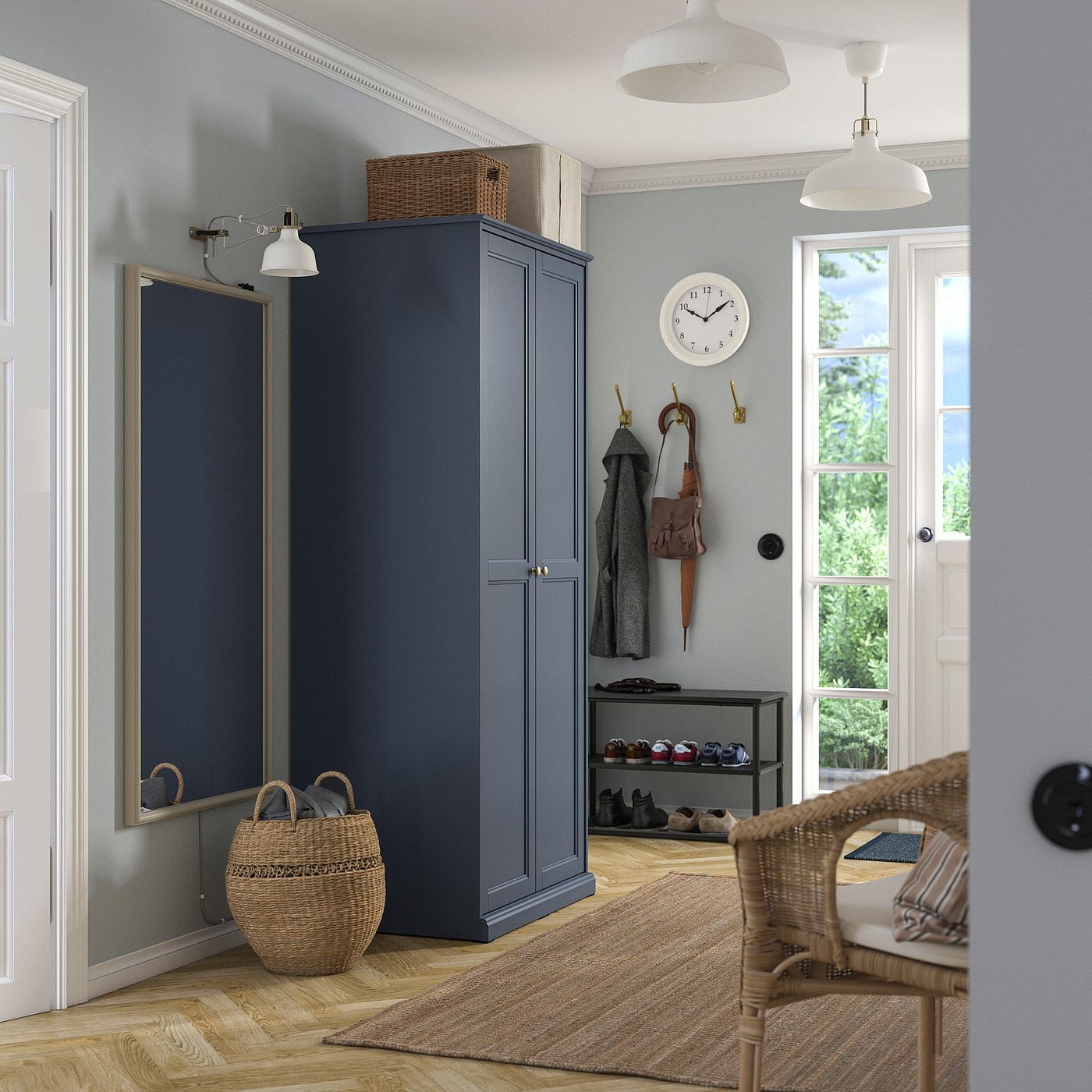 FÅGELFJÄLLET wardrobe with 2 doors, dark gray-blue, 321/4x235 FÅGELFJÄLLET wardrobe with 2 doors, dark gray-blue, 321/4x235