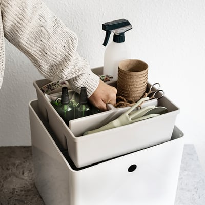 FÅNGGRÖDA Insert with compartments, light gray, 11 ¾x11 ¾x4 ¼ "