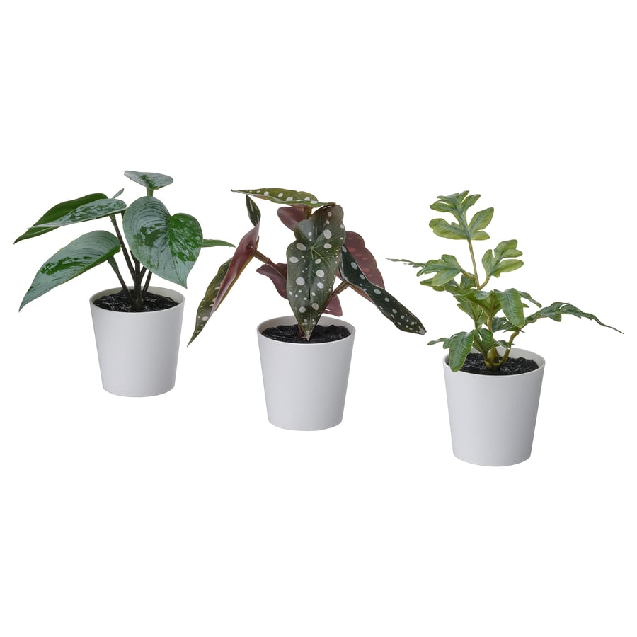 FEJKA Artifi potted plant w pot, set of 3, indoor/outdoor green, 2 ¼