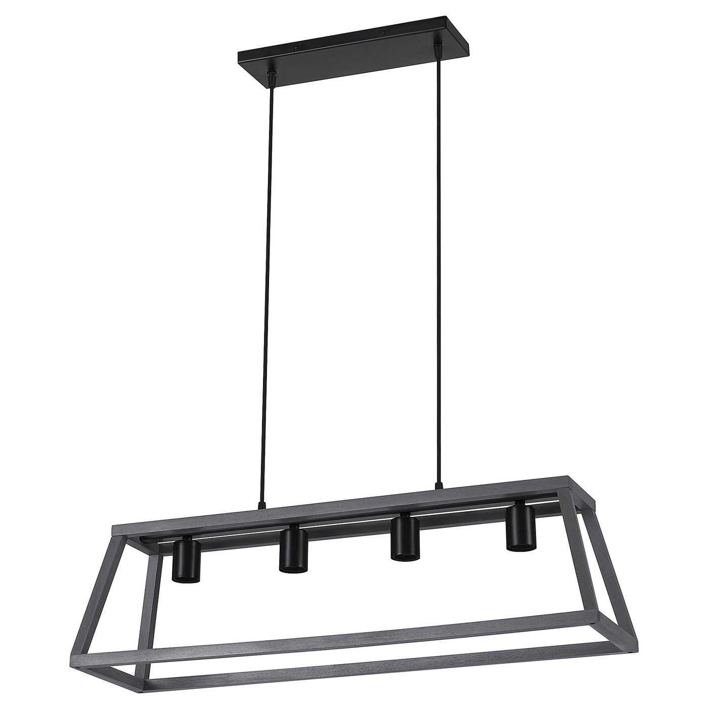 Pendant Lamp With 4 Lamps, Wood Gray