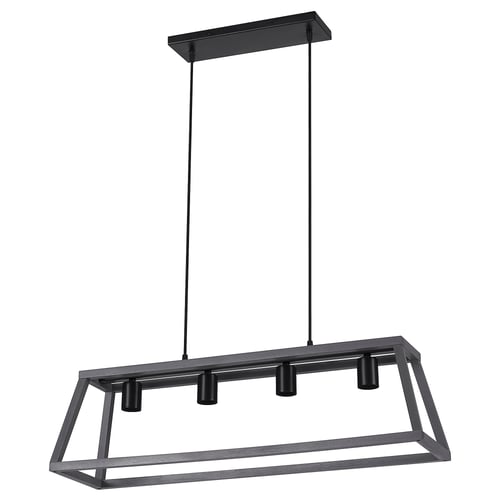 FELSISK black metal pendant lamp with 4 lights, industrial design.