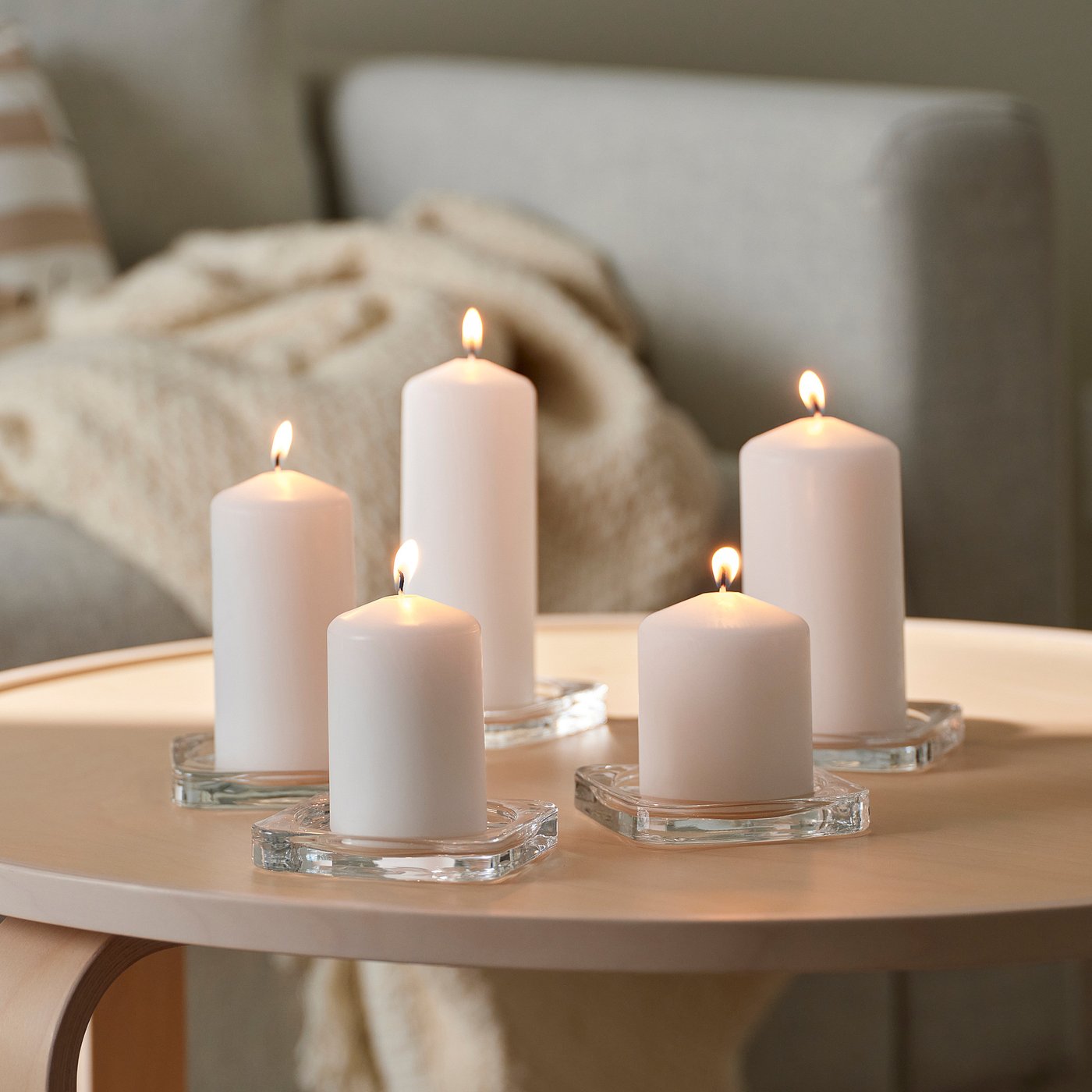 FENOMEN unscented pillar candle, set of 5, natural - IKEA