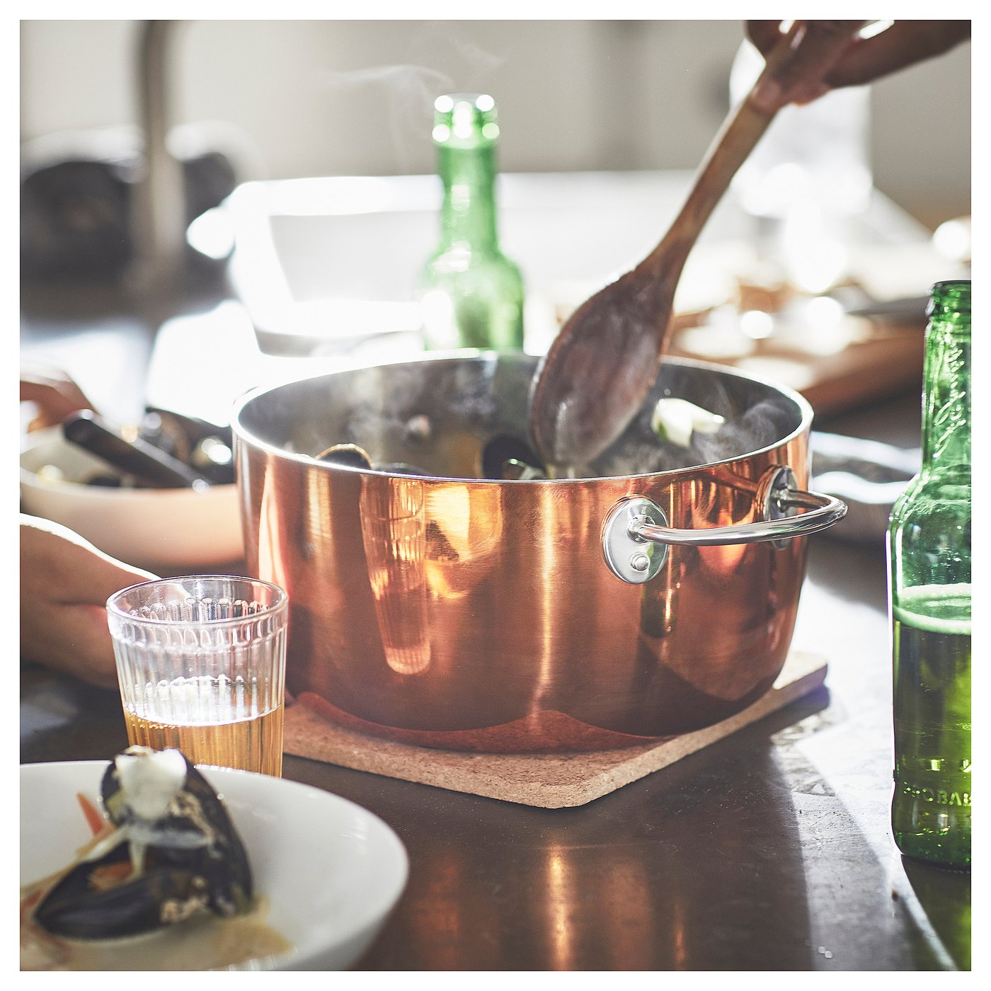 FINMAT pot with lid, copper/stainless steel, 5 qt - IKEA
