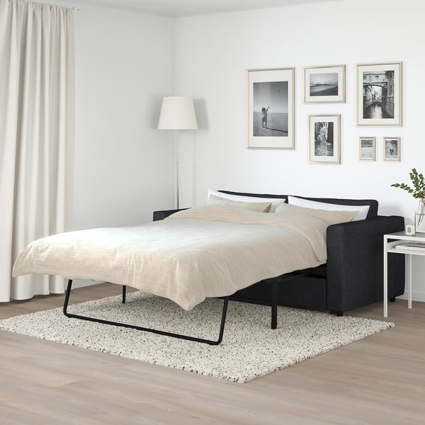 FINNALA Sleeper sofa, Tallmyra black/gray, Height including back