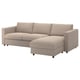 FINNALA sectional sofa, beige, modern design, 2-seat and chaise longue, comfortable.