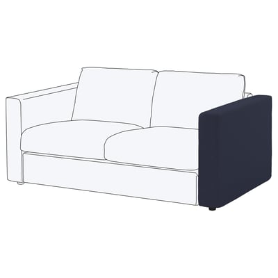 FINNALA two-seat sofa, white with navy blue armrests, modern, clean lines, comfortable.