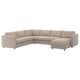 FINNALA beige corner sofa-bed, modern design, fabric upholstery, with chaise lounge, comfortable and versatile.