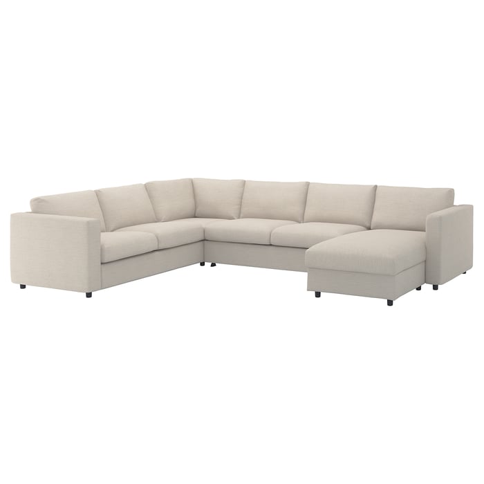 FINNALA cover f/corner sleeper sofa, 5seat, with chaise/Gunnared beige