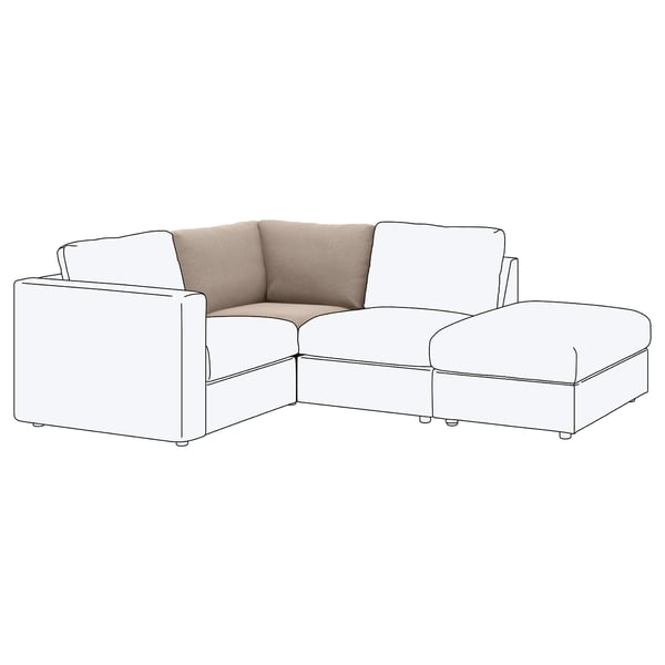 FINNALA sectional sofa, light brown, sleek design with clean lines, includes chaise, cosy and stylish.