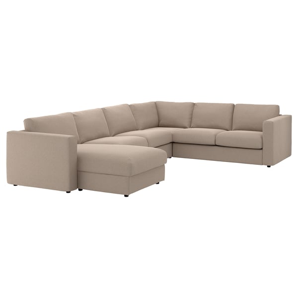 FINNALA sectional sofa, beige, modern l-shape, soft fabric.