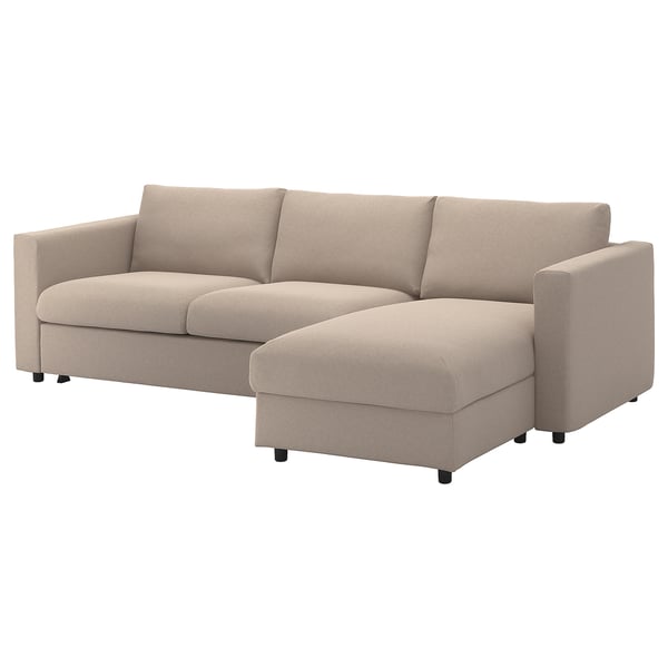 FINNALA beige sectional sofa, modern design, l-shaped, durable fabric.