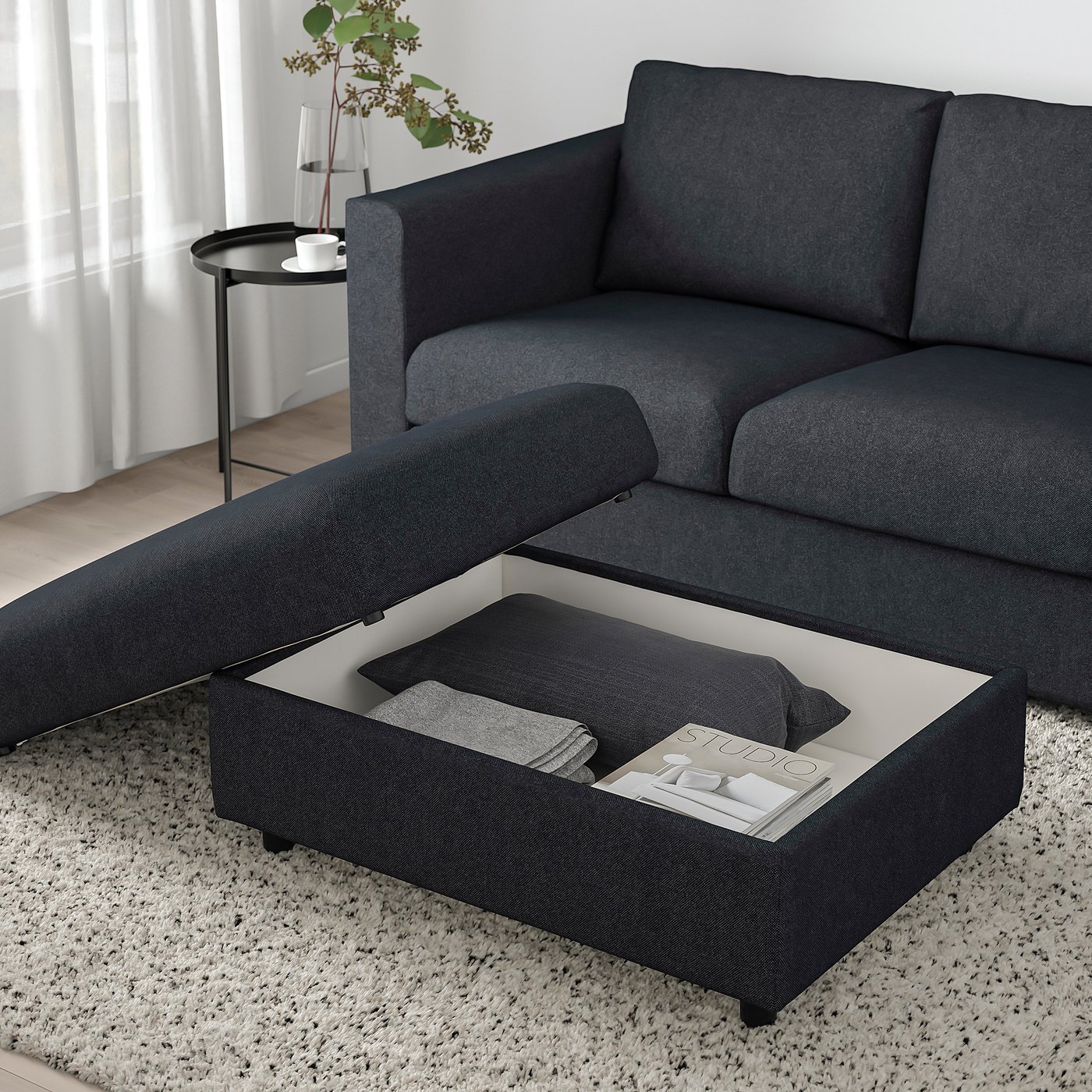 FINNALA Ottoman with storage, Tallmyra black/gray IKEA