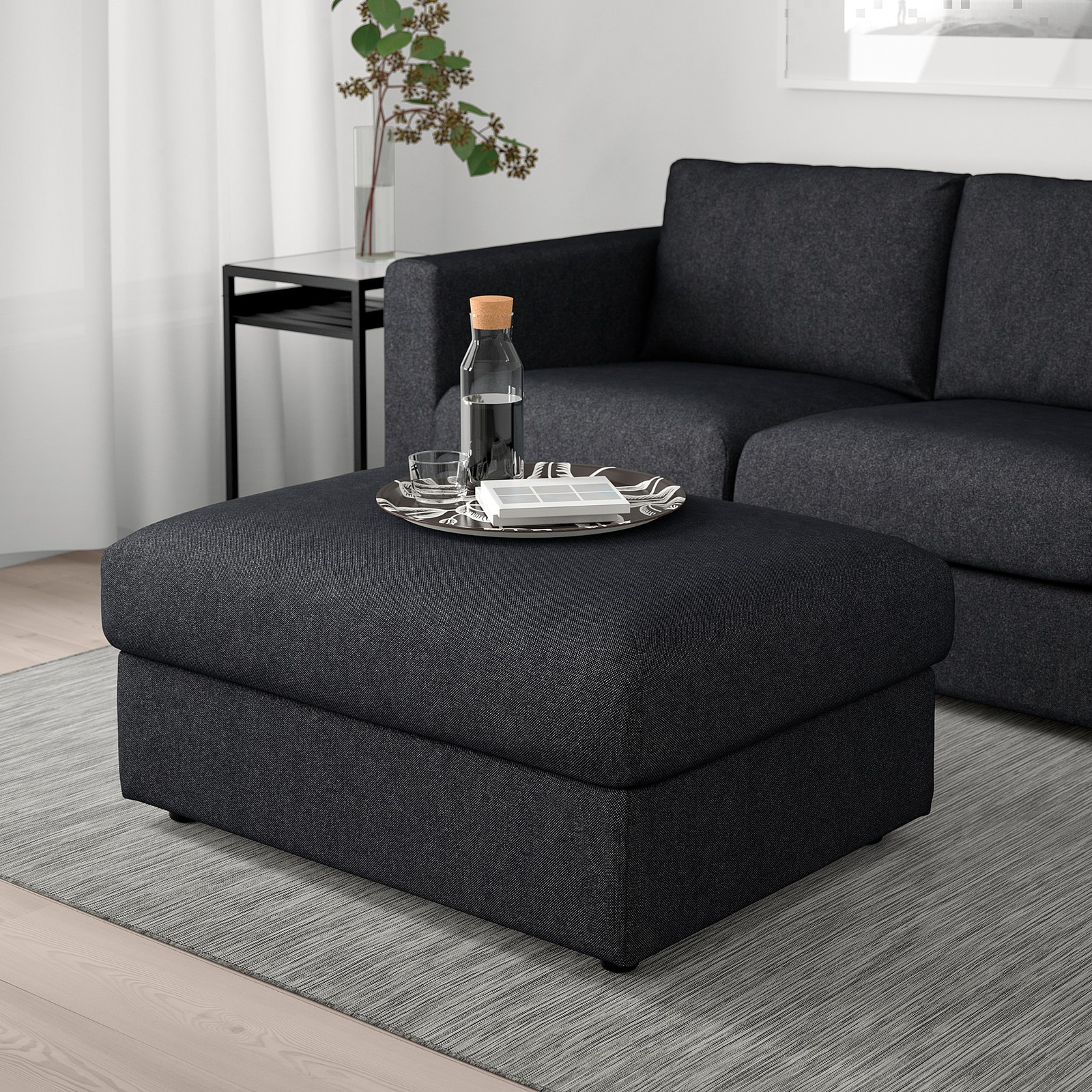 FINNALA Ottoman with storage, Tallmyra black/gray IKEA