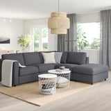 FINNALA Sectional, 4-seat corner, with open end/Gunnared medium gray