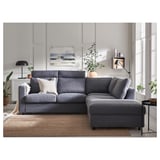 FINNALA Sectional, 4-seat corner, with open end with headrests/Gunnared medium gray