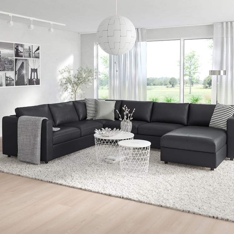 FINNALA sectional, 5seat corner, with chaise/Grann/Bomstad black IKEA