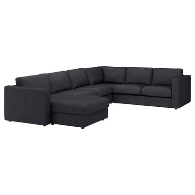 FINNALA Sectional, 5-seat corner, with chaise/Tallmyra black/gray