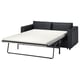 FINNALA black sofa-bed with cushions, modern design, converts into a bed with a thick mattress.