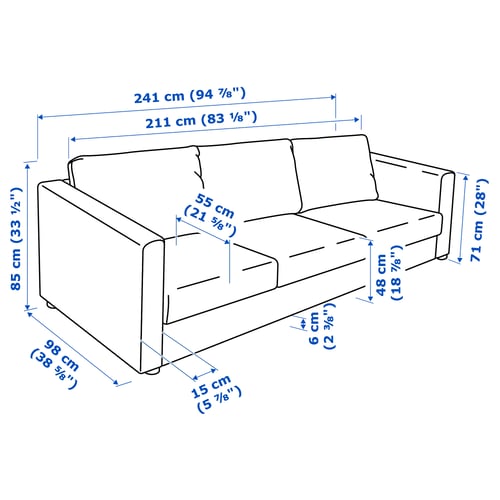 Illustration with measurements for the product: FINNALA.