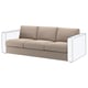 FINNALA beige sectional sofa, modern design, comfort padding, grey fabric, light-colored accents.
