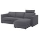 FINNALA Sofa, with chaise with headrest/Gunnared medium gray