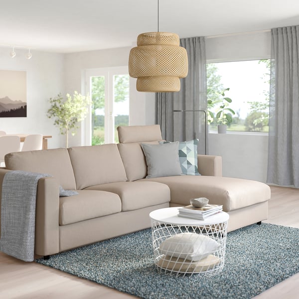 FINNALA sofa, with chaise with headrest/Tallmyra beige IKEA