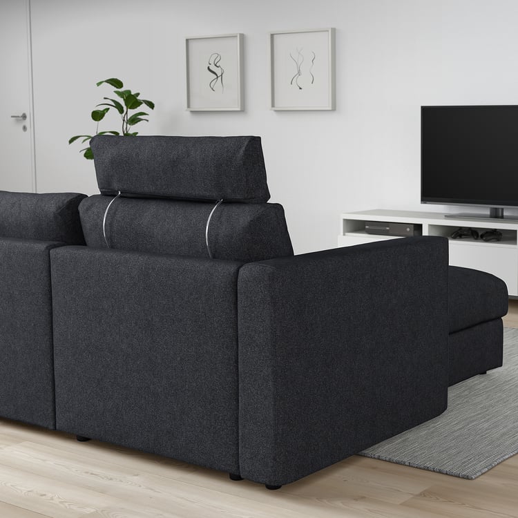FINNALA sofa, with chaise with headrest/Tallmyra black/gray IKEA