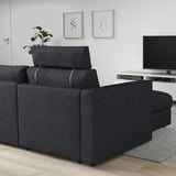 FINNALA Sofa, with chaise with headrest/Tallmyra black/gray