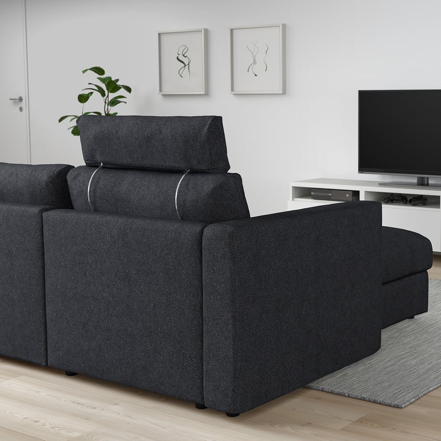FINNALA sofa, with chaise with headrest/Tallmyra black/gray IKEA