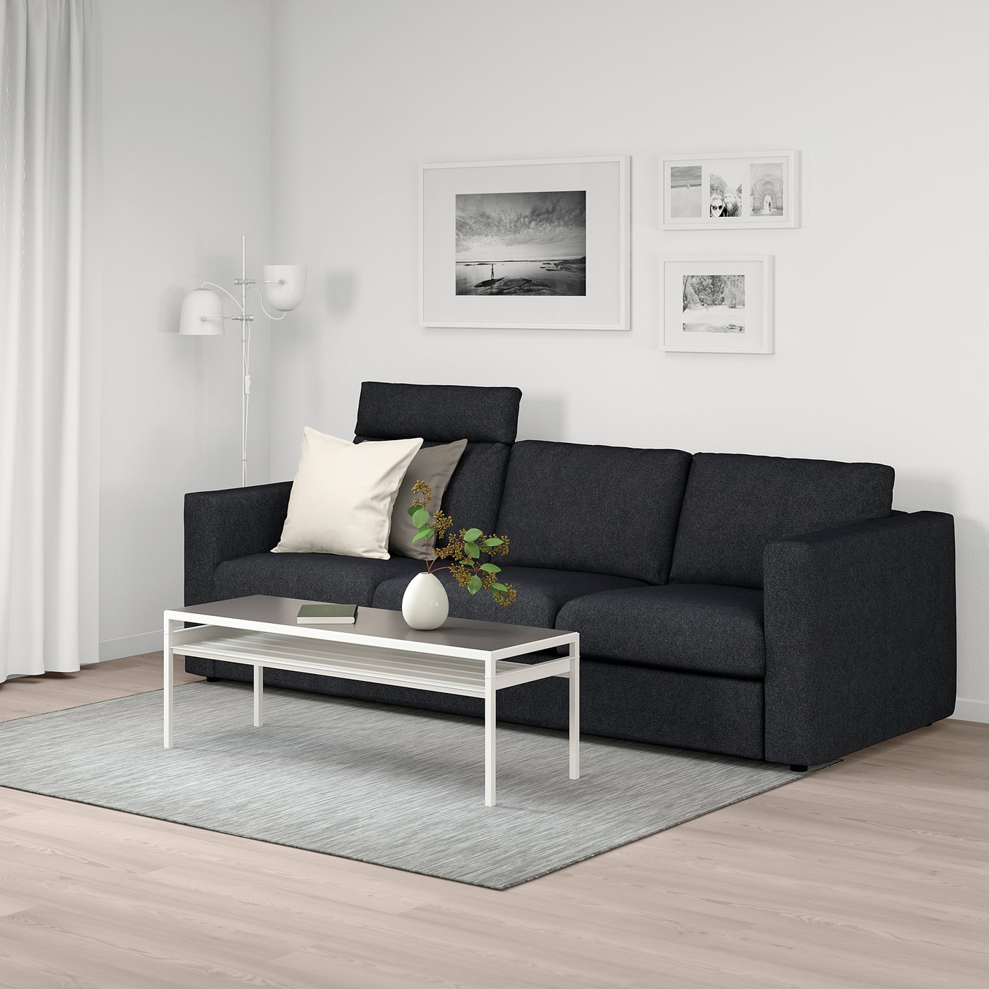 FINNALA sofa, with headrest/Tallmyra black/gray IKEA