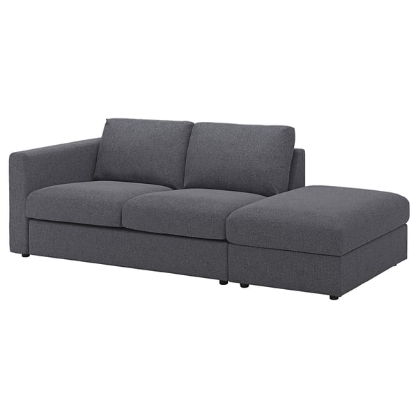 FINNALA Sofa, with open end/Gunnared medium gray