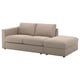 FINNALA beige sectional sofa, modern design, tan fabric, three pieces.