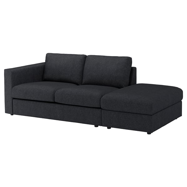 FINNALA Sofa, with open end/Tallmyra black/gray