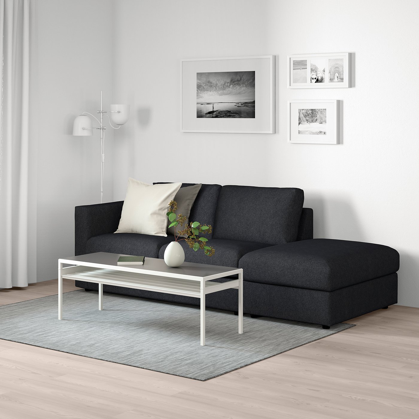 FINNALA sofa, with open end/Tallmyra black/gray - IKEA