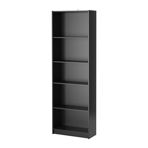 FINNBY Bookcase, black, 23 5/8x70 7/8 "