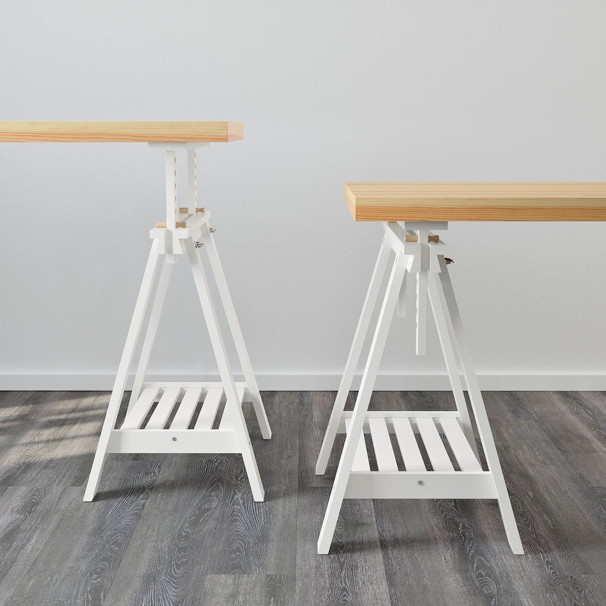 FINNVARD Trestle with shelf, white, 27 1/2x28/36 5/8" IKEA