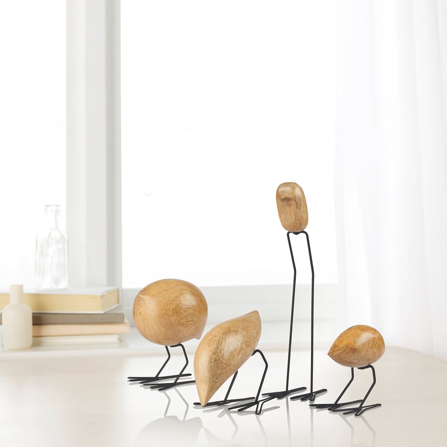 FISKELÄGE Decoration, set of 4, bird, natural IKEA