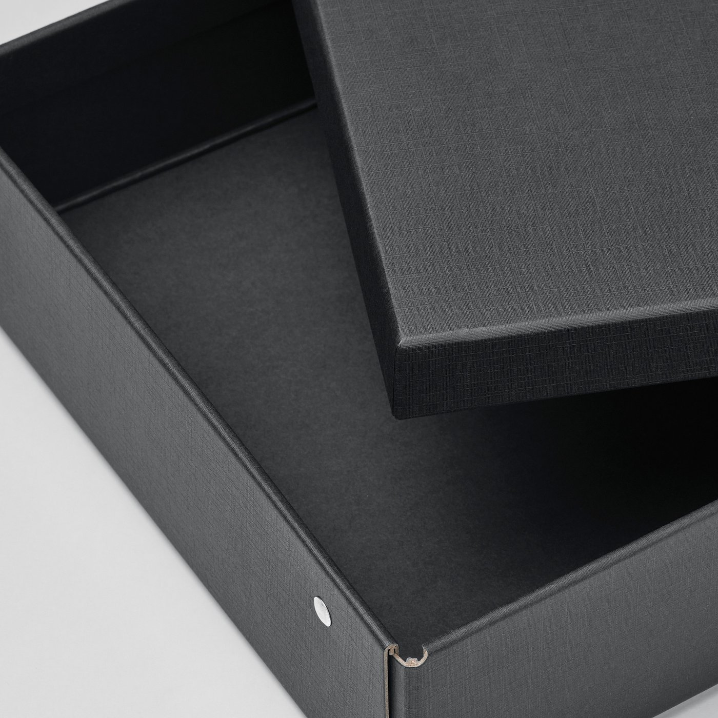 FJÄDERHARV storage box with lid, anthracite, 9 ¾x13 ¾x3 ¼