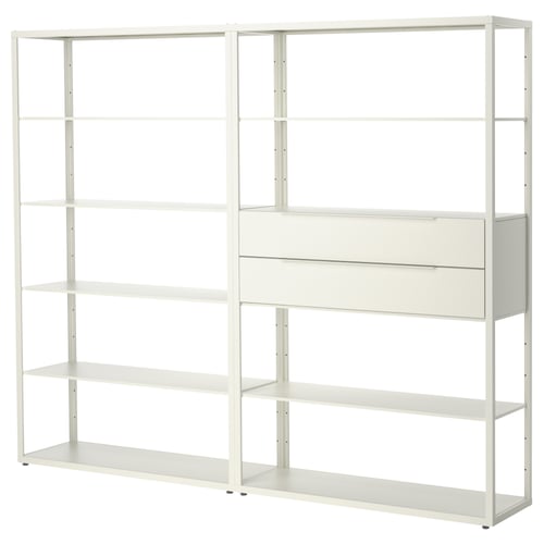 FJÄLKINGE shelf unit with drawers, white, 927/8x133/4x76" IKEA