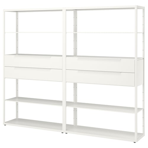 FJÄLKINGE shelf unit with drawers, white, 927/8x133/4x76" IKEA