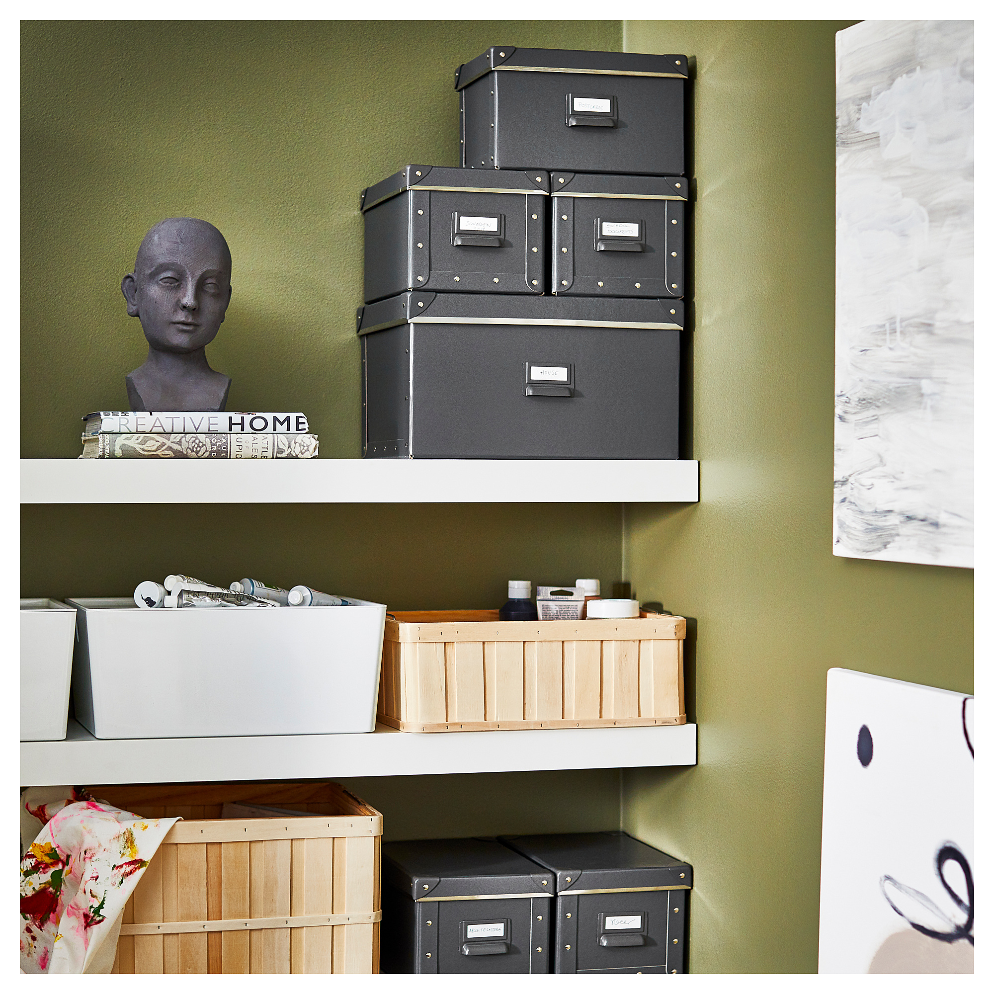 FJÄLLA Storage box with lid, dark gray, 7x10 ¼x6" IKEA