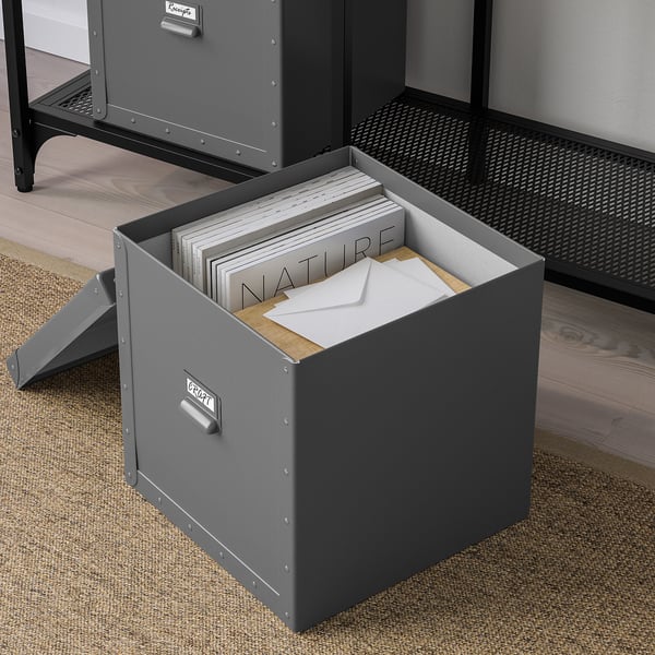 Fjalla Storage Box With Lid Dark Gray Ikea